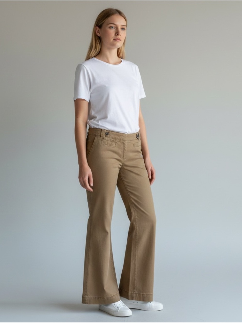 Banana Republic Brown Flare Chino Pants Women's Stretch Mid Rise Workwear - 6